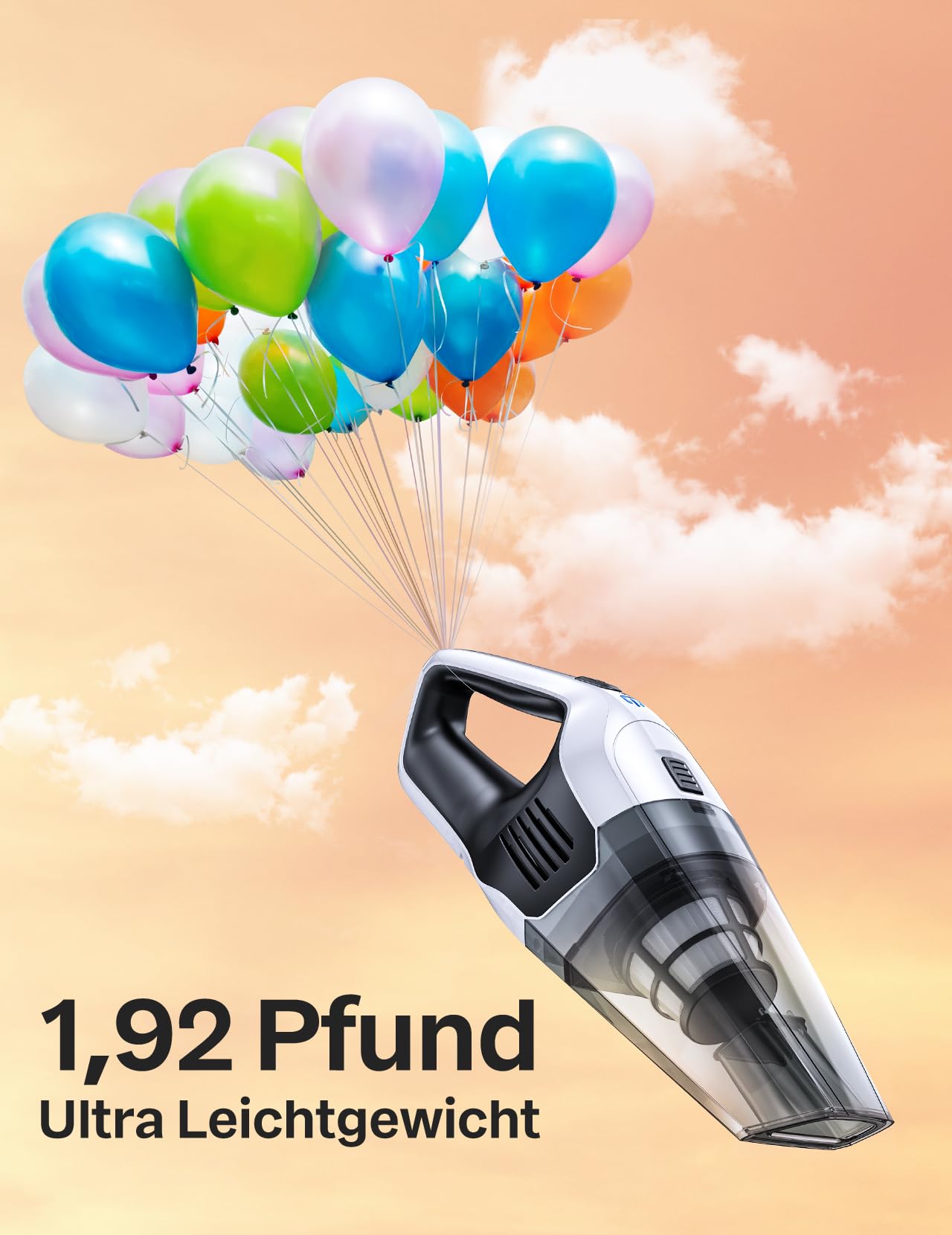 Handheld vacuum, powerful, portable, lightweight, cordless handheld vacuum with 25-30 minutes of long runtime, rechargeable battery, and fast charging for car, carpet, stairs, pet hair.