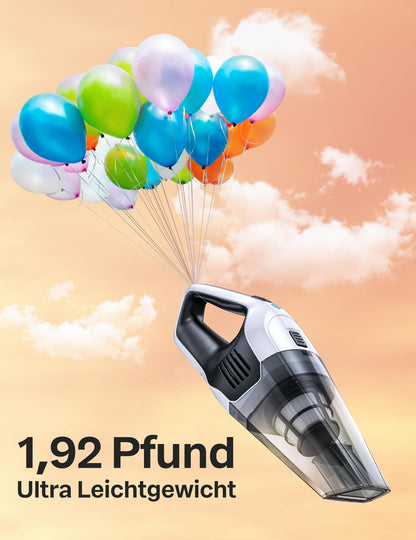 Handheld vacuum, powerful, portable, lightweight, cordless handheld vacuum with 25-30 minutes of long runtime, rechargeable battery, and fast charging for car, carpet, stairs, pet hair.