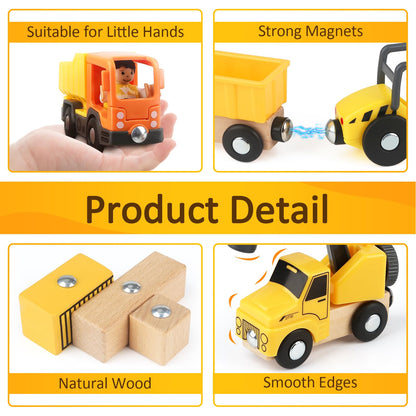 Vanplay construction vehicles kids crane toy wooden construction site toy for 3 years old boy with tower crane excavator crane truck dump truck road roller gift 3 4 5 years old boy