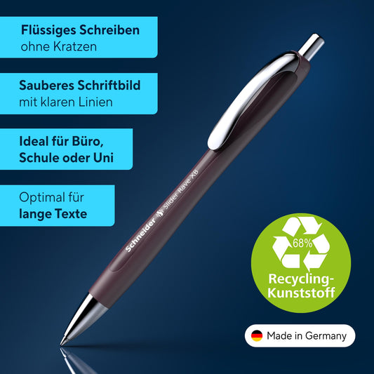 Schneider Slider Rave XB Ballpoint Pen (Smooth writing without scratching for long texts in school, university, and work) 5 pieces, plum, Ink color: blue