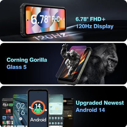 Ulefone Armor 24 outdoor phone with 1000 lumen flashlight, Android 14, 24GB+256GB/2TB SD, 64MP+64MP+16MP night vision, 120Hz 6.78" FHD+ IP68 smartphone, 4G dual SIM/NFC/fingerprint ID GPS OTG.