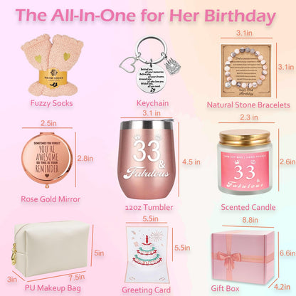 Awfrky Gifts for 33 year old women, 33rd birthday gift for women, Funny gift set for 33 year old woman aunt mom sister girlfriend niece friend wife