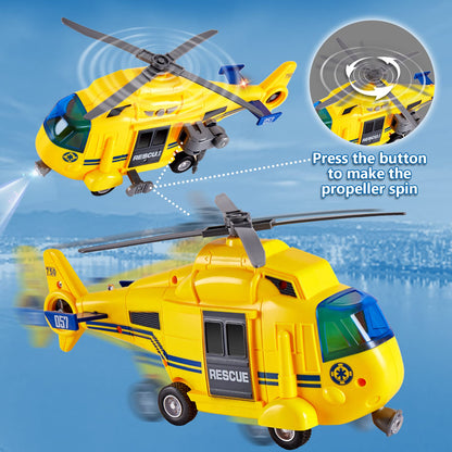 HERSITY helicopter toy with rotating propeller, airplane toy big lights and sounds helicopter kids toy with moving winch, stretcher, 28cm, gift for boy 3 4 5 years.