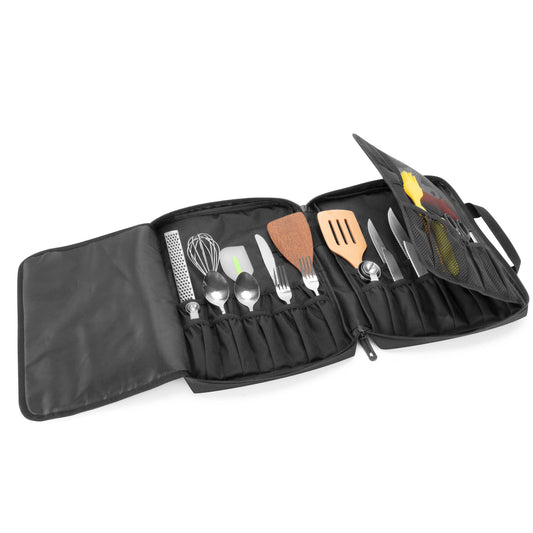 samdew Travel Chef Knife Bag, Professional Knife Storage Bag for Chefs with 20 slots & lockhole, Chef Roll Bag for Show Utensils, Bag only