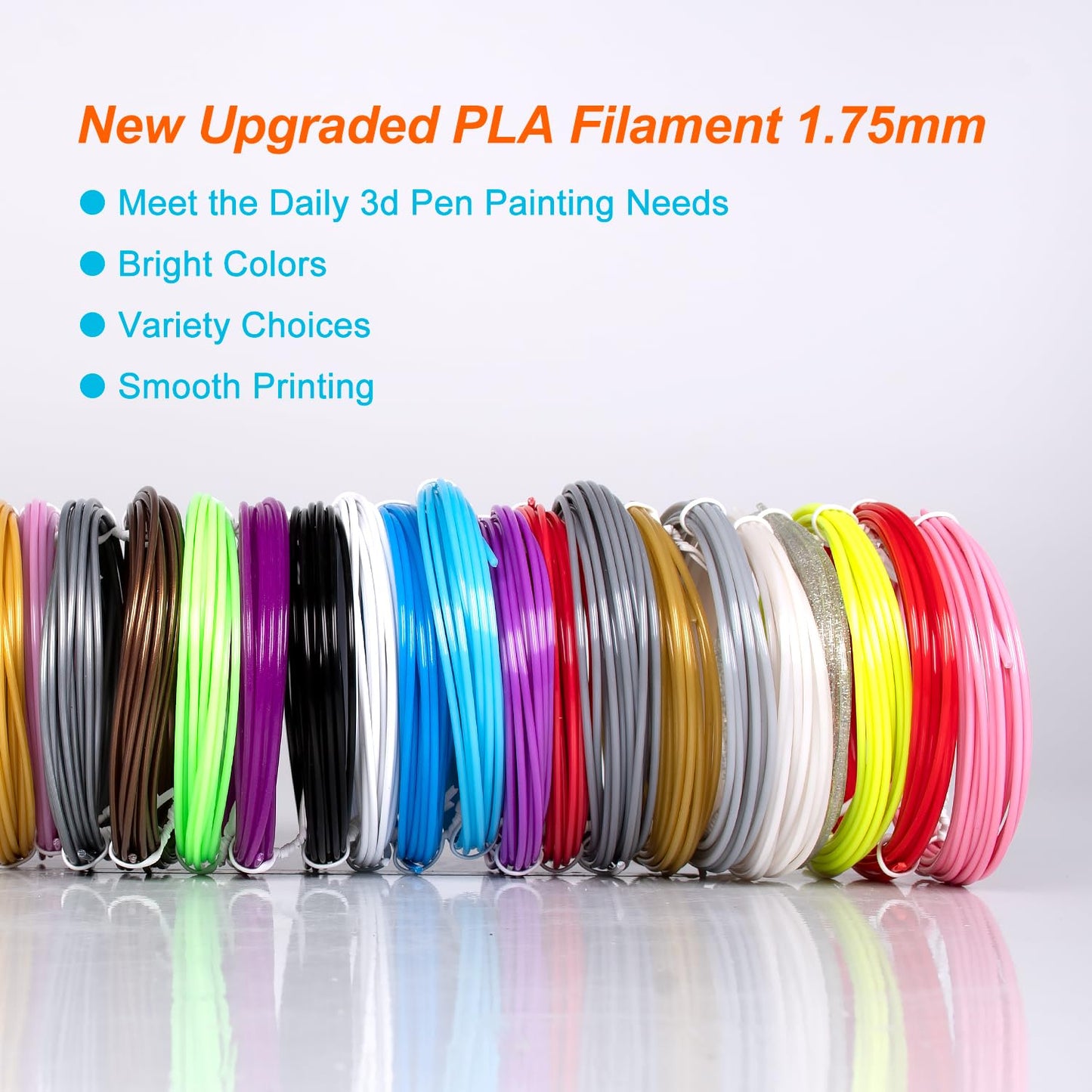 Kretrum 40 Colors 3D Pen Filament PLA 1.75mm 3D Printing Pen Filament Refills Compatible with MYNT3D SCRIB3D 3D Pen NOT Fit Filapen any color 3M Total 394 Feet