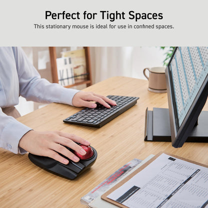 ELECOM 2.4GHz wireless finger-operated large trackball mouse, 8-button function with smooth tracking, precise optical gaming sensor, wrist rest (M-HT1DRBK)