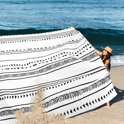 Jopee picnic blanket 280 x 300cm, waterproof sand free beach blanket for 4-8 people with 4 ground stakes, lightweight and portable outdoor blanket, beach mat for beach, hiking, traveling, camping - geometric