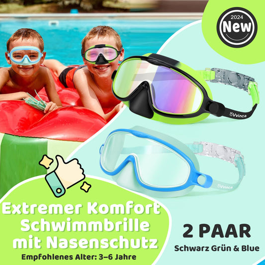 Vvinca kids swim goggles with nose protection