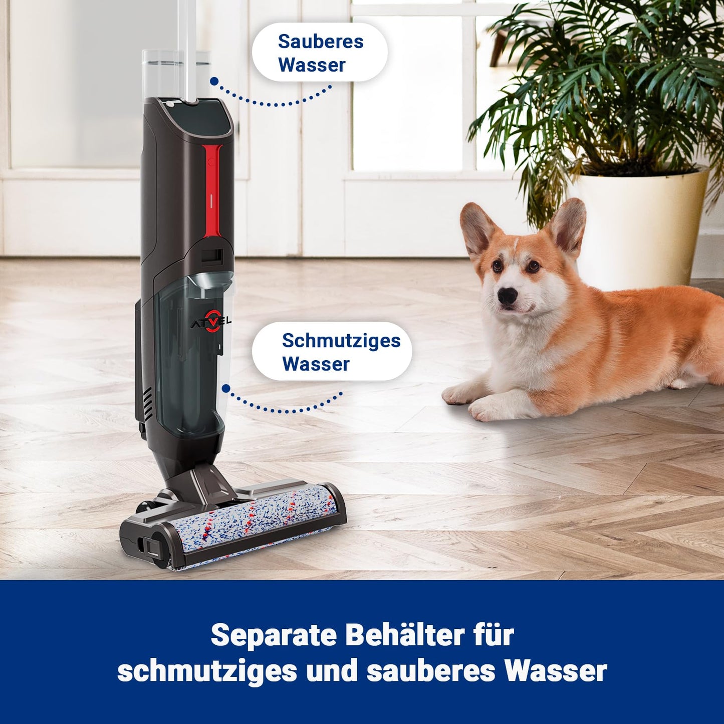 Atvel F16 PRO wireless floor cleaner Smart 3-in-1 Wet-Dry Vacuum Mop with Dual Tank Design for carpets and tiles | UV cleaning | Self-cleaning | LED display | Powerful and lightweight