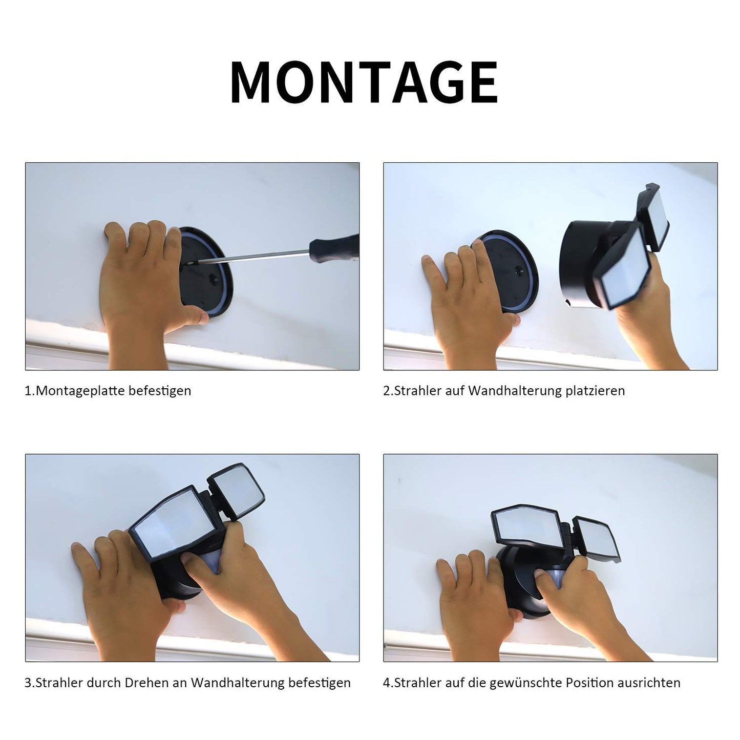 Northpoint battery-powered LED spotlight with motion sensor. Adjustable and pivoting floodlight with 400 lumens. Splash-resistant in cold white 5000K. Requires 3X C batteries (Black).