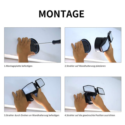 Northpoint battery-powered LED spotlight with motion sensor. Adjustable and pivoting floodlight with 400 lumens. Splash-resistant in cold white 5000K. Requires 3X C batteries (Black).