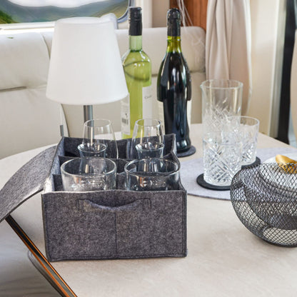DuneDesign 2-piece set: RV felt plate holder & cup holder for camping - glass holder RV plate organizer cabinet dish storage RV organization system caravan campervan gadgets camper
