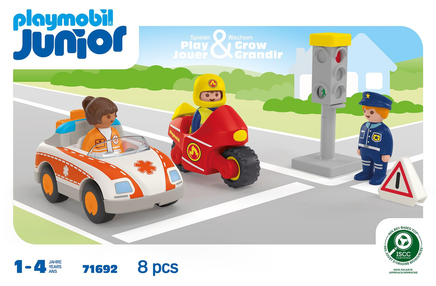 PLAYMOBIL JUNIOR | Everyday Heroes | sustainable toys for kids ages 1+ | includes doctor, firefighter, and police officer | 71692