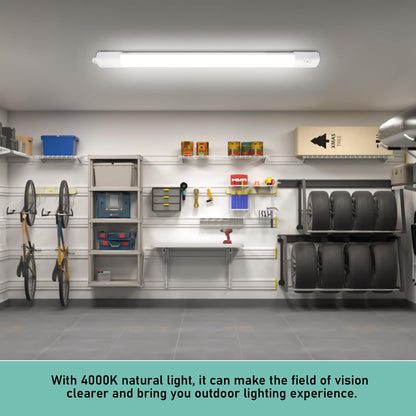 LED moisture-proof luminaire with motion sensor 120CM, ceiling light LED tube 36W 4000LM, IP65 cellar light, waterproof moisture-proof lamp for workshop garage kitchen bathroom office, neutral white, 4000K