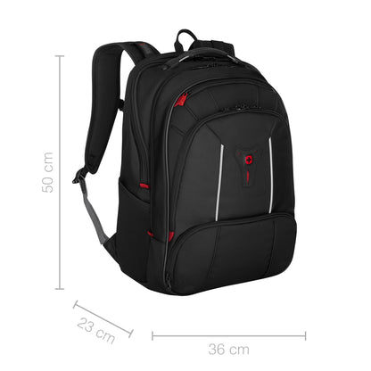 WENGER Carbon Pro Laptop Backpack with tablet compartment, fits up to 17 inch laptops, 33L, unisex, for office, business, and university use, black, 653129