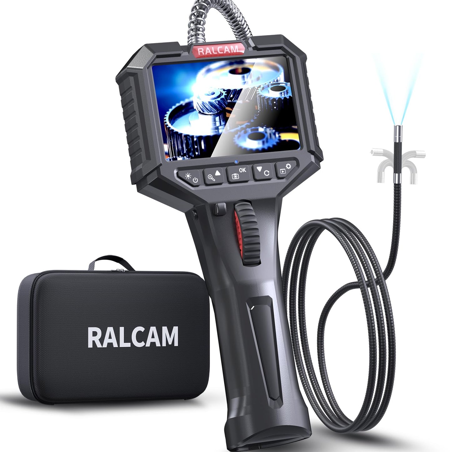 Ralcam Endoscope Camera with Light - 6.2mm Inspection Camera 3.5" HD 720P Borescope, Cameras with 6 LEDs, IP67 Waterproof 1M Flexible Cable Telescopic Camera Automotive Tool