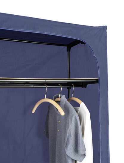 WENKO wardrobe Business with shelf and clothes rail, fabric wardrobe for dust-free storage of textiles, metal frame and fabric in durable polyester quality, 75 x 160 x 50 cm