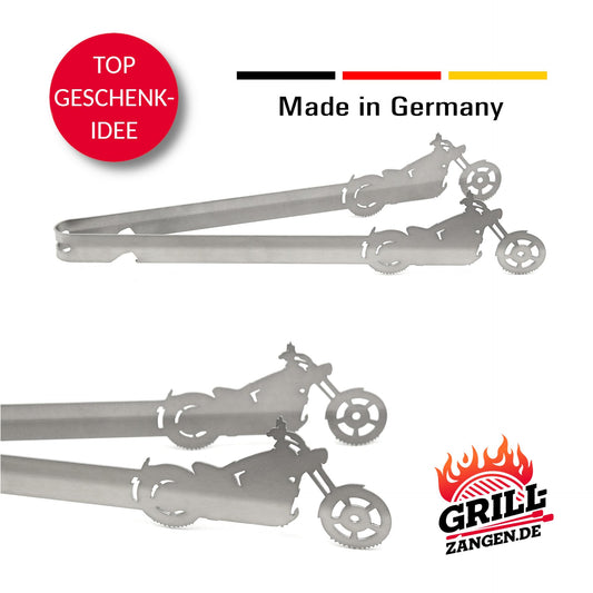 Grill-Tongs.com design chopper, dishwasher safe, gift idea for men, gift for bikers, silver, stainless steel, 31 cm, 1 piece.