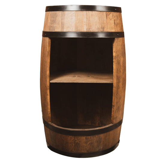 CREATIVE COOPER  Wood Barrel Home Bar - Retro Style Wine Cabinet - Wine Barrel Bar - Wooden Wine Rack - Wooden Bar 80cm high - Elegant Furniture, Living Room Decor - Barrel Bar High Table and Bottle Stand (Wenge)