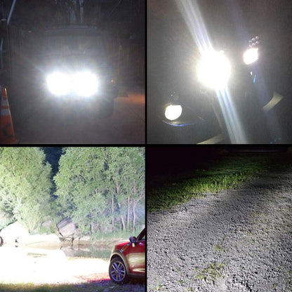 Safego 4 inch 60W LED work light with 6000LM, suitable for cars, off-road vehicles, trucks, excavators, SUVs, UTVs, and ATVs. IP67 waterproof and ideal for use on tractors. Set of 4 lights.