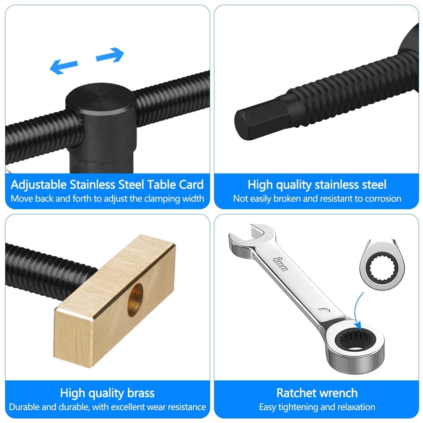 2 pieces workbench vice accessory clamp, 4 pieces positioning clamping elements vice, workbench hold-down 20mm hole for woodworking, desk clip, quick fixed clamp (black)