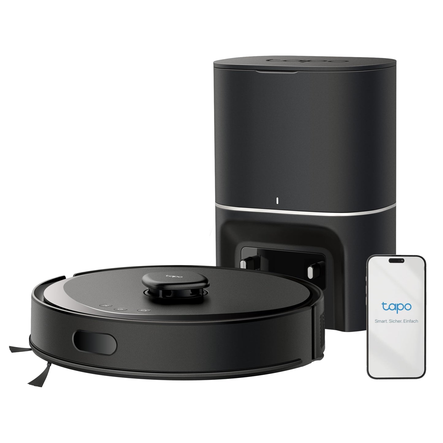 Tapo RV30 Max Plus robot vacuum with mopping function and automatic dust disposal station, 5300Pa ultra strong suction power, LiDAR+IMU dual navigation, Alexa & Google Assistant voice control, APP.