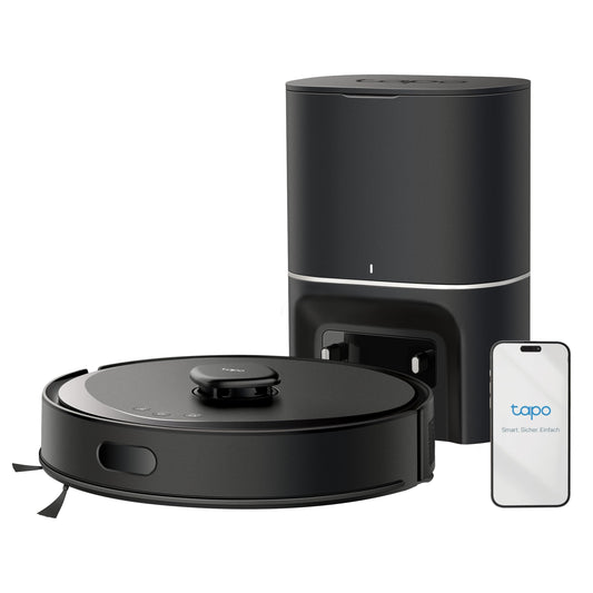 Tapo RV30 Max Plus robot vacuum with mopping function and automatic dust disposal station, 5300Pa ultra strong suction power, LiDAR+IMU dual navigation, Alexa & Google Assistant voice control, APP.