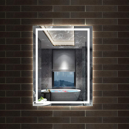 Aica Sanitary Wall Mirror 60x80cm with Wall Switch Anti-fog Bathroom Mirror with Lighting Lighted Mirror IP44 Cool-white Energy-efficient