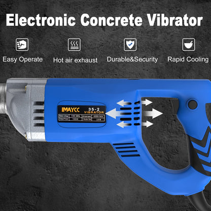 The IMAYCC Concrete Vibrator 1300W 220V 4300 RPM, with 2m copper hose length, is ideal for concrete tools.