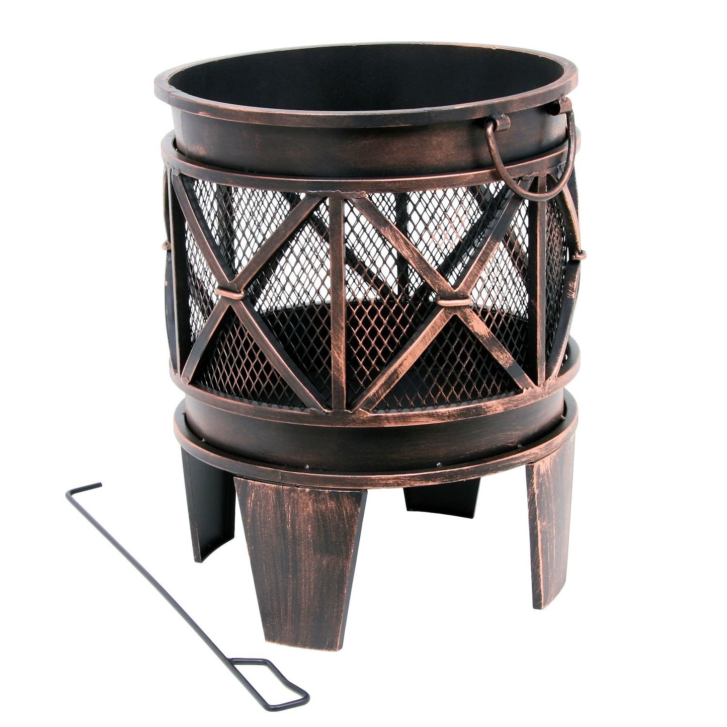 BBQ-Toro Fire Basket Plum Ø 42 cm incl. poker | fire bowl in antique rust look | fire pot for camping, garden and terrace | fire pit, spark pot, fire kettle, wood burner, combustion kettle