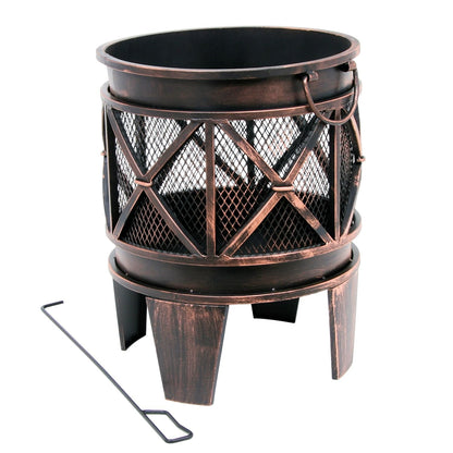 BBQ-Toro Fire Basket Plum Ø 42 cm incl. poker | fire bowl in antique rust look | fire pot for camping, garden and terrace | fire pit, spark pot, fire kettle, wood burner, combustion kettle