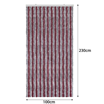 Moritz Chenille Door Curtain 100 x 230 cm Bordeaux Silver Fly Screen Insect Protection for Camping Caravan