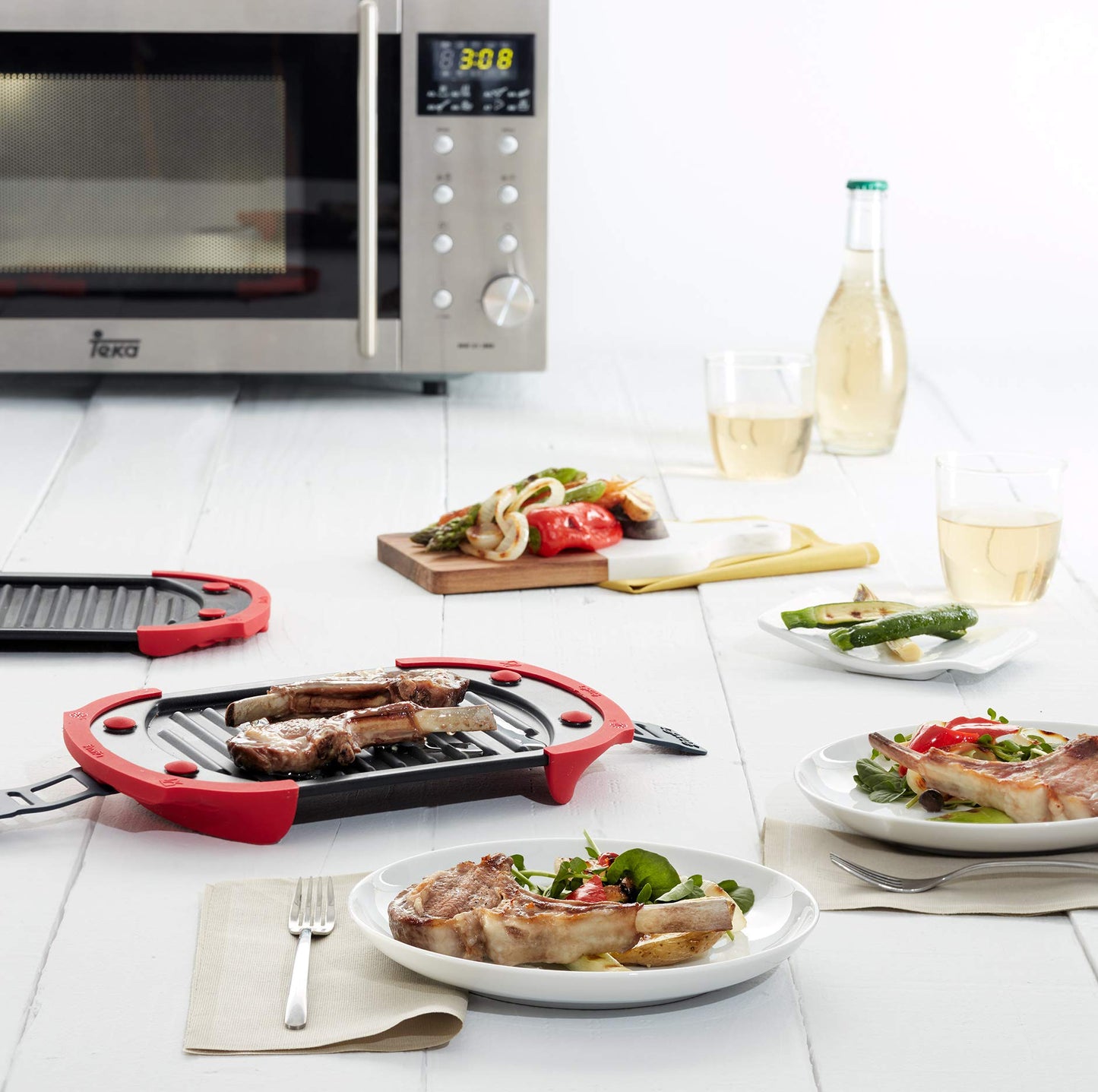Lékué Microwave Grill, microwave grill, steel, red and black, 25.2 x 14.8 cm