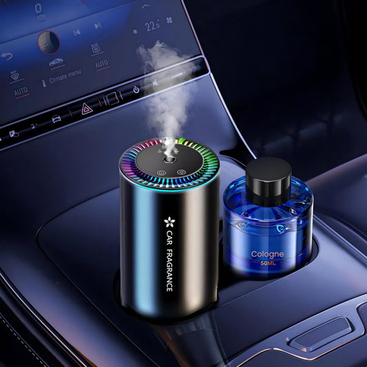 2025 car air freshener with 50ml perfumes (cologne), car electric scent, ultrasonic atomizer, intelligent 3 modes, car on/off switch, built-in battery, aroma diffuser lasts 5 months BJ-577.