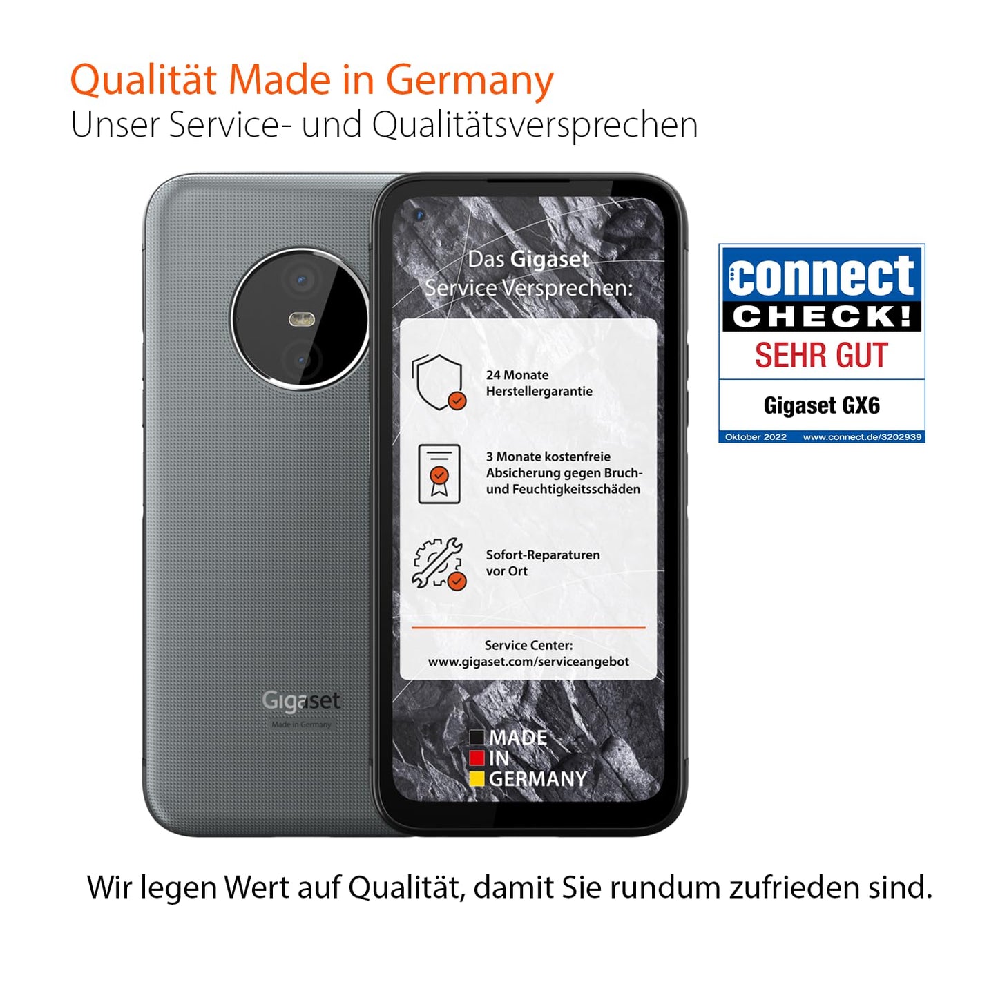 Gigaset GX6 - Outdoor 5G Smartphone - Military standard - dust & waterproof IP68 - 6.6" FHD+ display with Gorilla Glass - 128GB+6GB RAM - 50MP camera - Fast charging, Made in Germany, Titanium Grey
