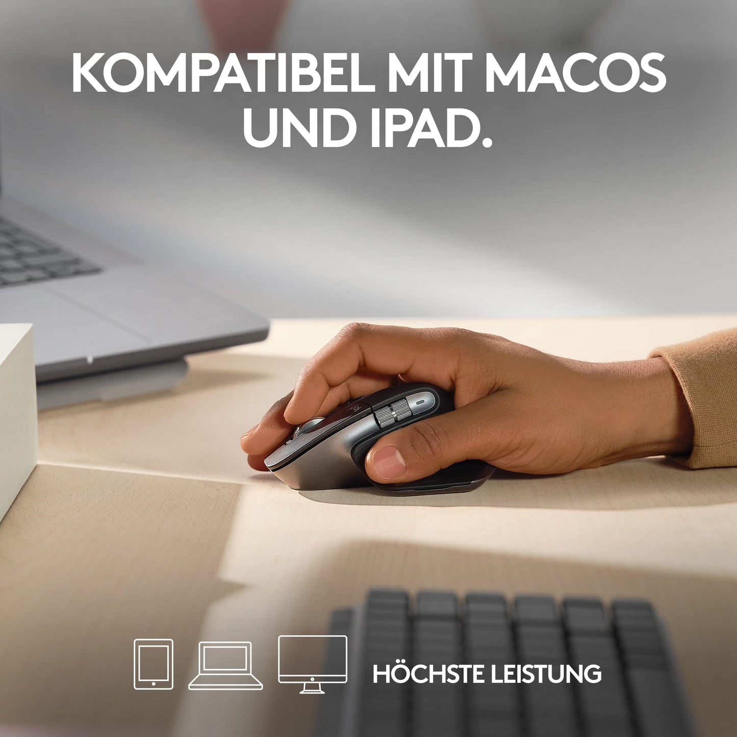 Logitech MX Master 3S for Mac - Wireless Bluetooth mouse with ultra-fast scrolling, Ergo, 8K DPI, Glass Tracking, Quiet Clicks, USB-C, Apple, iPad - Space Grey, Black