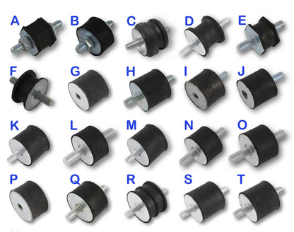 4x Rubber buffers anti-vibration mountings silent blocks machine feet metal thread ((P) M12 inner L & R 65x35mm)