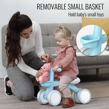 Umatoll baby balance bike for 1 year old, toy for 12-24 months, toddler walking bike with basket for boys girls, gifts for 1 year old birthday (light blue)