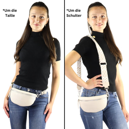 Blade Women's Leather Fanny Pack with 2 patterned and leather removable & adjustable wide belts, Crossbody Bag Women, High-quality Chest Bag for Women.