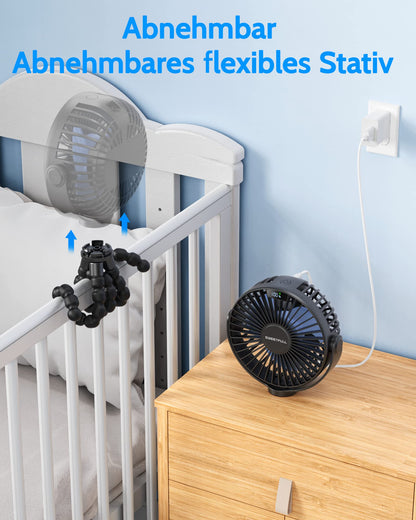 SWEETFULL mini fan stroller fan quiet handheld fan 4000mAh battery desk fan usb small portable fan travel office camping car 360 degree rotation