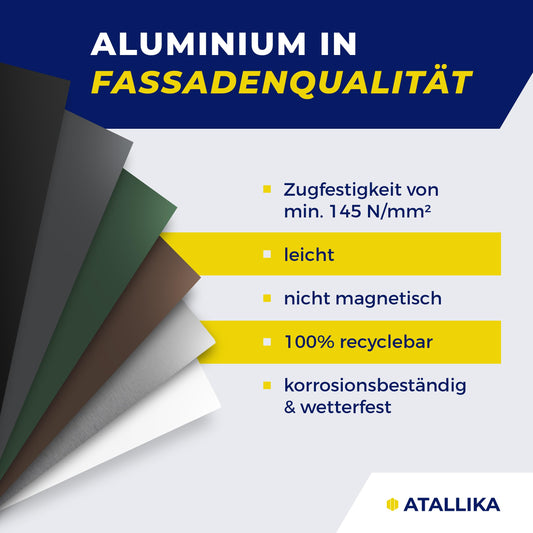 ATALLIKA aluminum plate coated [Moss Green, 1000x1000 mm] - 2mm thick aluminum sheet with one-sided powder coating [weatherproof, outdoor & indoor] - precise sheet metal cut from Germany.
