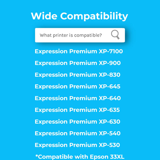 Cartridgeify 33XL cartridges Compatible with Epson 33 XL printer cartridges Multipack, for Expression Premium XP-7100 XP-900 XP-830 XP-645 XP-640 XP-635 XP-630 XP-540 XP-530