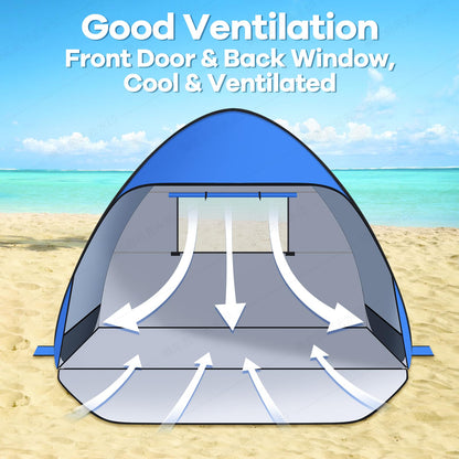 Jsdoin Beach Shelter Pop Up with UV Protection, Pop Up Tent Beach Tent, Suitcase Suitable Tent for L (2-3) People/XL (3-4) People incl. Pop-up Beach Tent for Camping Garden Families with Carry Bag.
