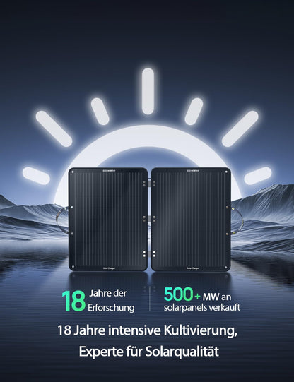 ECO-WORTHY 100W solar panel foldable with 10 connectors & 3 meters cable for power station, monocrystalline with 23% high efficiency and IP65 waterproof for camping, RV, outdoor emergency power supply.
