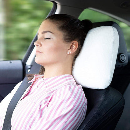 Travel pillow VOLAR Aloe Vera made of visco foam with bamboo activated charcoal | Orthopedic neck pillow with free cotton cover | Neck support pillow, headrest for travel, car, camping | 40x25x10 cm