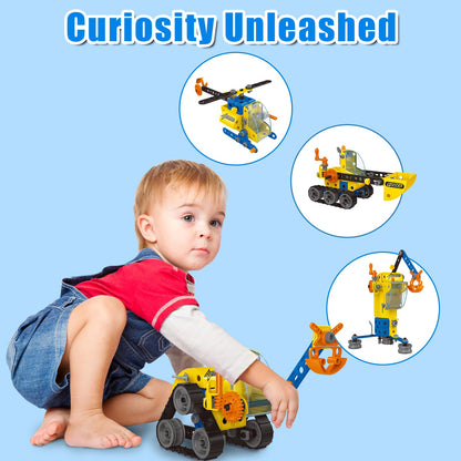 HOMETTER Building Toy for 5-12 Year Old Boys Gift, 6 in 1 Engineering Excavator Toy, Kids STEM Learning Toy Educational Building Kit