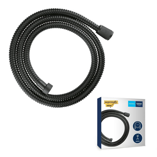 GROHE Vitalioflex - Metal shower hose (1500 mm, reinforced design, kink-resistant, heat-resistant), matte black, 27502KS1