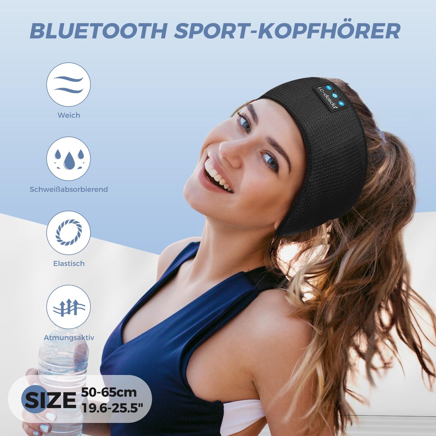 LC-dolida Sleep Headphones Bluetooth 5.4, Sleep Headband Headphones, Headband Sleep Mask, Sports Headphones for Music while sleeping for Sports, Jogging, Yoga, Travel.