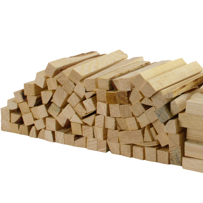 There are 20kg of kindling wood firewood firelighters ready to use for fire pits and campfires. Perfect for your fireplace, smoker, grill, BBQ, or oven.