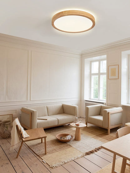 Bearolc LED Ceiling Light Wood, 360° Glow Φ30cm Ceiling Lamp Living Room, 24W 4500K Neutral White Ceiling Light Round Lamp for Bedroom/Office/Kitchen/Children's Room/Hallway/Balcony
